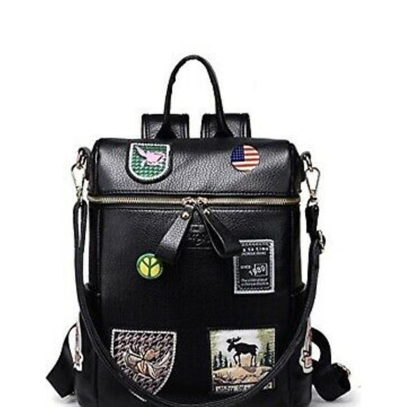Kemys Leather Backpack with Patches - Picture 8 of 9
